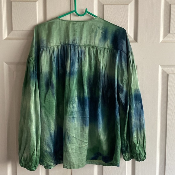 Raquel Allegra Poet Top Elegant Green Tie-Dye Women's in Jade Tie Dye - Picture 11 of 13